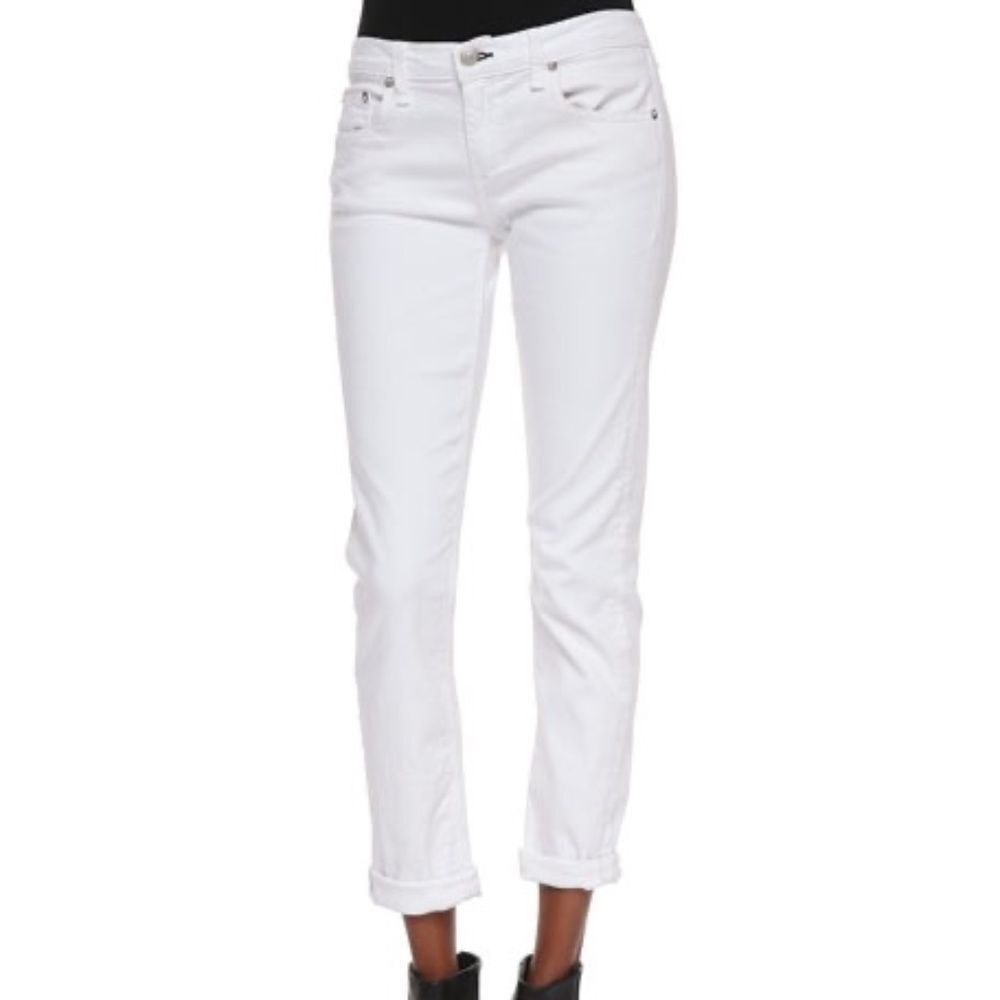 Rag & Bone The Dre Aged Bright White Slim Boyfriend Jeans Sz‎ 23